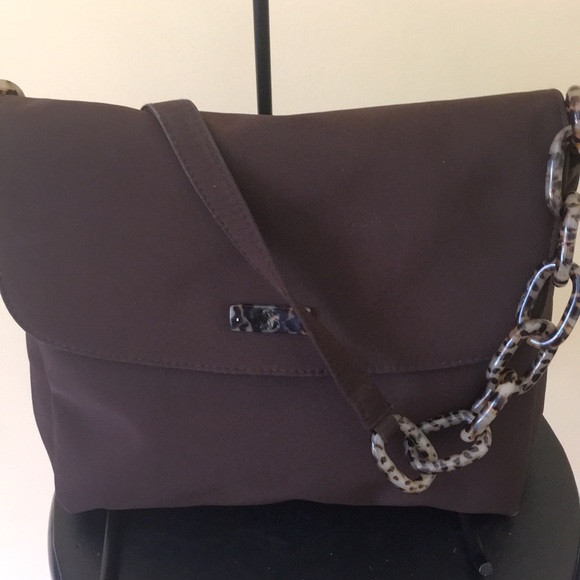 Brown Shoulder Bag with tortoise chain link strap - Picture 7 of 7